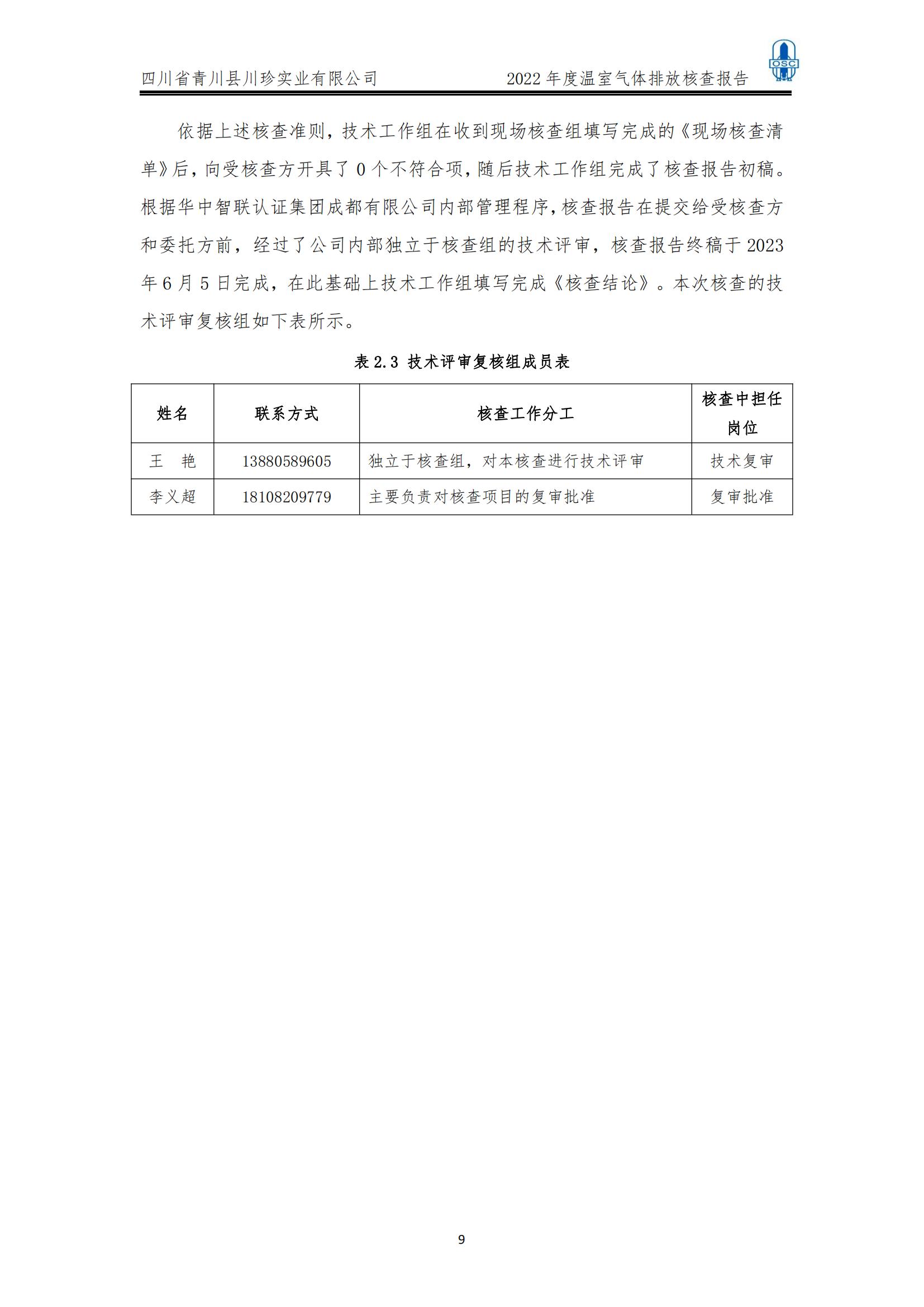 2022年度温室气体核查报告(四川省青川县川珍实业有限公司(图10)