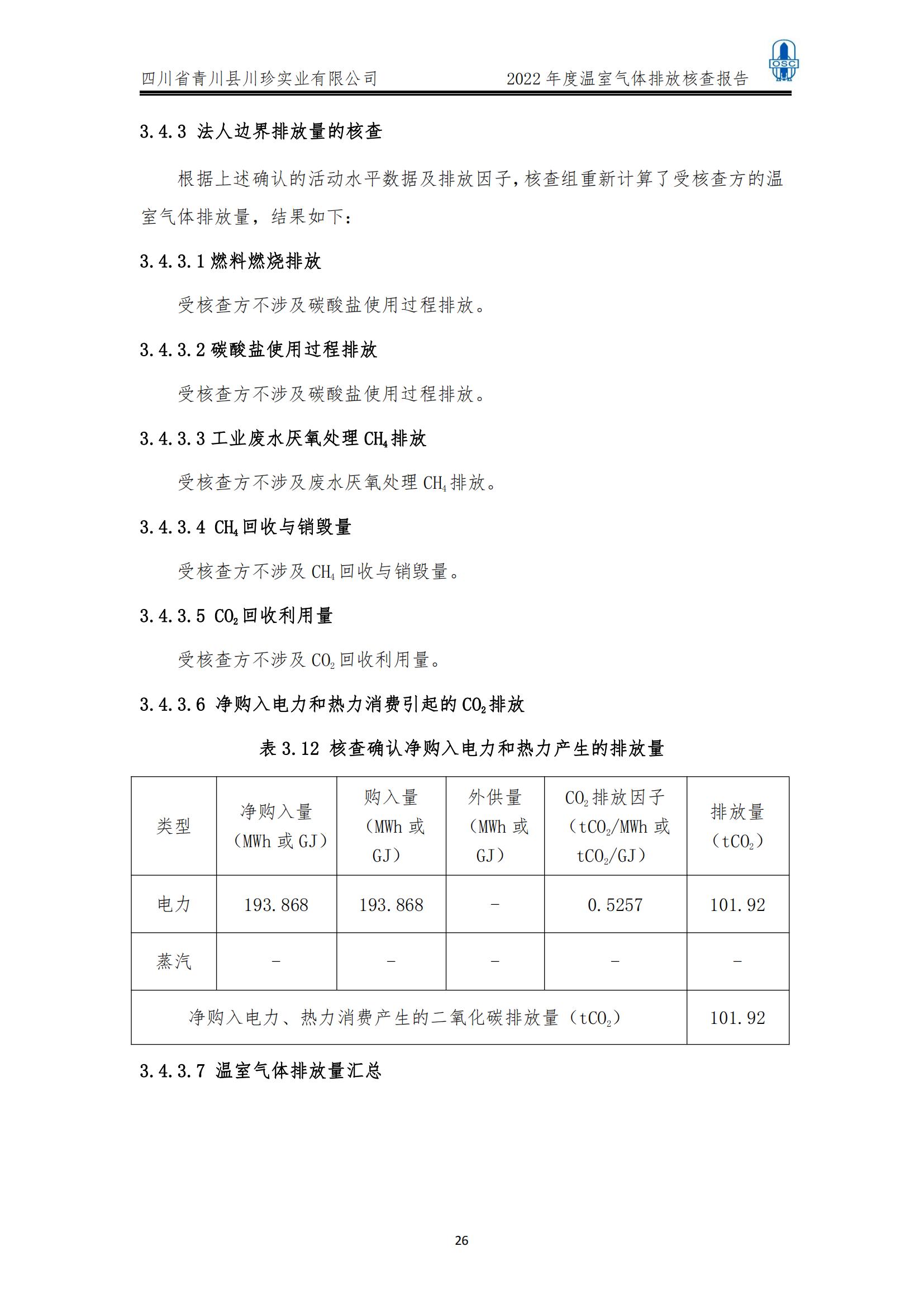 2022年度温室气体核查报告(四川省青川县川珍实业有限公司(图27)